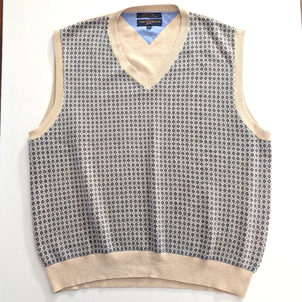 Vintage Tommy Hilfiger Golf cotton knit geometric preppy sweater vest.